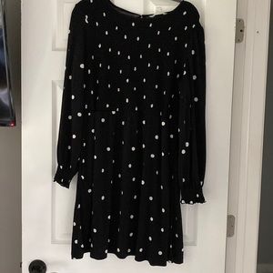 Black long sleeve polka dot dress